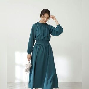 Elegant hunter green 3/4 Sleeve spandex Dress